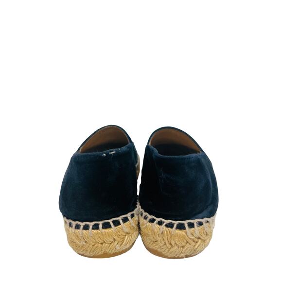 CHANEL Navy Blue Velvet CC Logo Cap Toe Espadrilles Monogram Flats Size 37 US 7 - Picture 5 of 9
